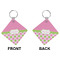 Pink & Green Dots Diamond Keychain (Front + Back)