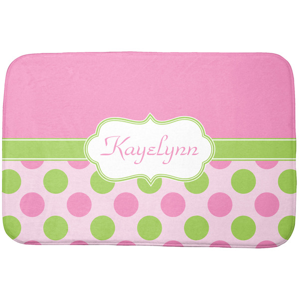 Custom Pink & Green Dots Dish Drying Mat (Personalized)