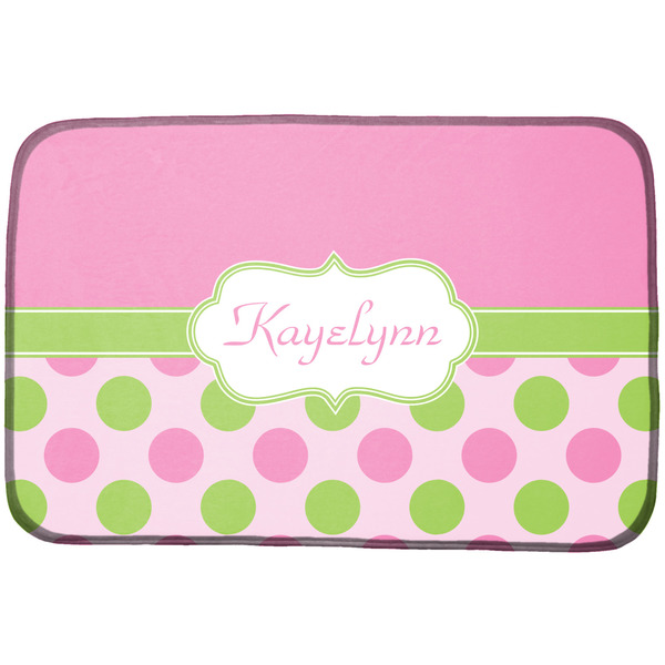 Custom Pink & Green Dots Dish Drying Mat (Personalized)