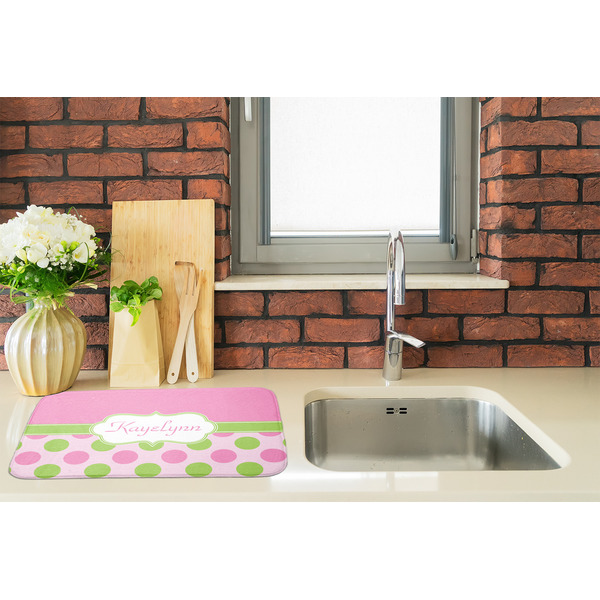 Pink & Green Dots Dish Drying Mat - LIFESTYLE 2