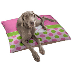 Pink & Green Dots Dog Bed - Large w/ Name or Text