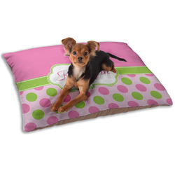 Pink & Green Dots Dog Bed - Small w/ Name or Text
