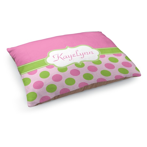Custom Pink & Green Dots Dog Bed - Medium w/ Name or Text
