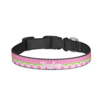 Pink & Green Dots Dog Collar - Large (Personalized)