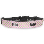 Pink & Green Dots Deluxe Dog Collar - Toy (6" to 8.5") (Personalized)