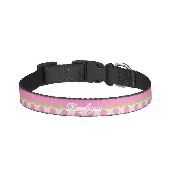 Custom Pink & Green Dots Dog Collar - Small (Personalized)