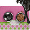Pink & Green Dots Dog Food Mat - Large LIFESTYLE