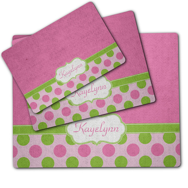 Pink & Green Dots Dog Food Mat - MAIN (sm, med, lrg)