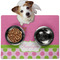 Pink & Green Dots Dog Food Mat - Medium LIFESTYLE