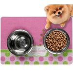 Pink & Green Dots Dog Food Mat - Small w/ Name or Text