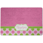 Pink & Green Dots Dog Food Mat w/ Name or Text