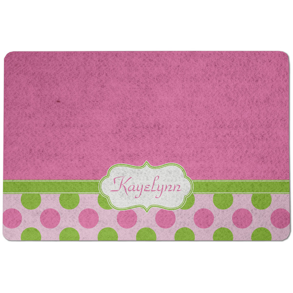 Pink & Green Dots Dog Food Mat - Small without bowls