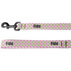Pink & Green Dots Dog Leash - 6 ft (Personalized)