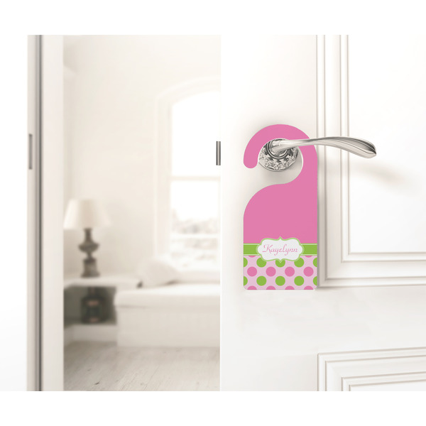 Pink & Green Dots Door Hanger - LIFESTYLE