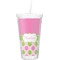 Pink & Green Dots Double Wall Tumbler with Straw (Personalized)