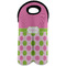 Pink & Green Dots Wine Tote Bag (2 Bottles) w/ Name or Text