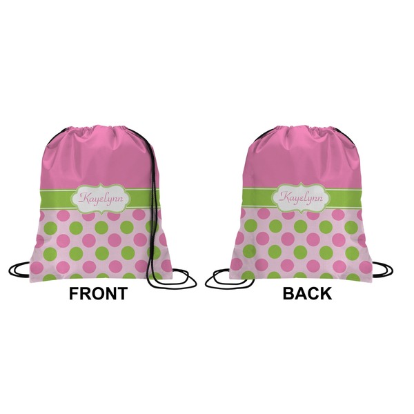 Pink & Green Dots Drawstring Backpack