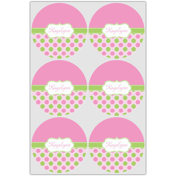 Pink & Green Dots Drink Topper - Large - Set of 6