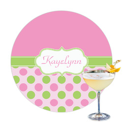 Pink & Green Dots Printed Drink Topper - 3.25" (Personalized)