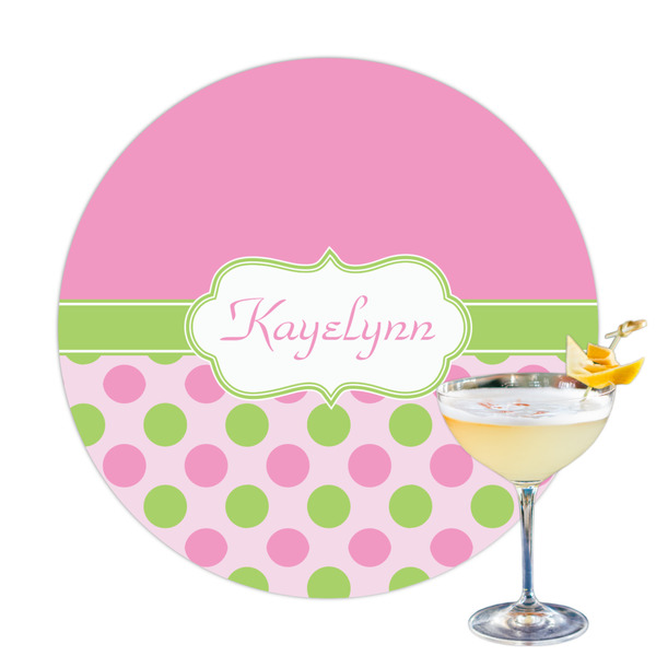 Custom Pink & Green Dots Printed Drink Topper (Personalized)