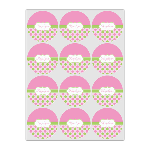 Pink & Green Dots Drink Topper - Small - Set of 12