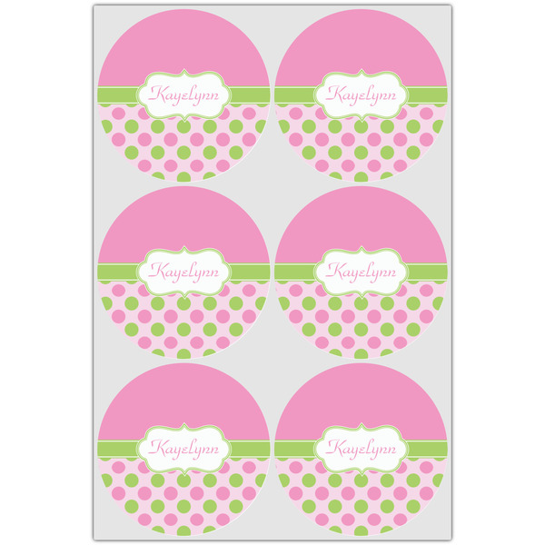 Pink & Green Dots Drink Topper - XLarge - Set of 6