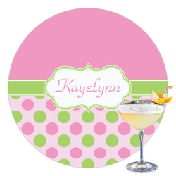 Pink & Green Dots Printed Drink Topper - 3.5" (Personalized)