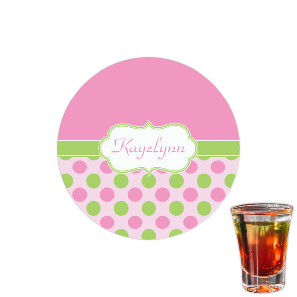 Custom Pink & Green Dots Printed Drink Topper - 1.5" (Personalized)