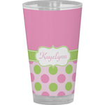 Pink & Green Dots Pint Glass - Full Color (Personalized)