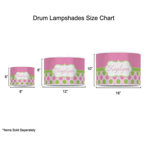 Pink & Green Dots Drum Lampshades - Sizing Chart