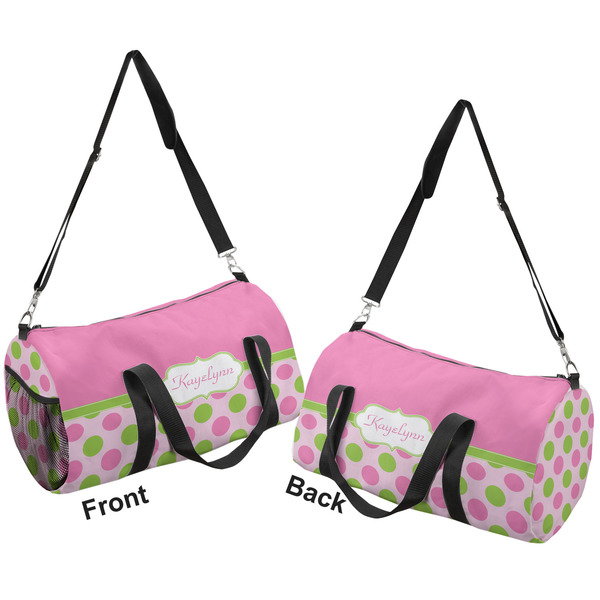Pink & Green Dots Duffle bag small front and back sides