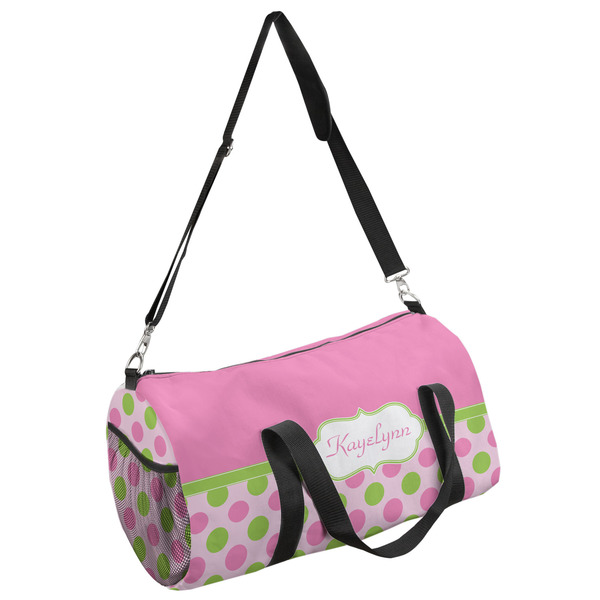 Custom Pink & Green Dots Duffel Bag (Personalized)