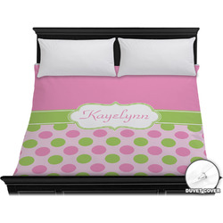 Pink & Green Dots Duvet Cover - King (Personalized)