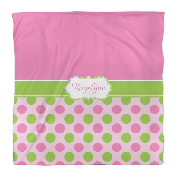 Pink & Green Dots Duvet Cover - Queen - Front