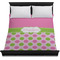 Pink & Green Dots Duvet Cover - Queen - On Bed - No Prop