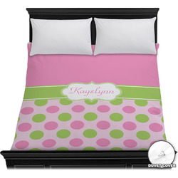 Pink & Green Dots Duvet Cover - Full / Queen (Personalized)