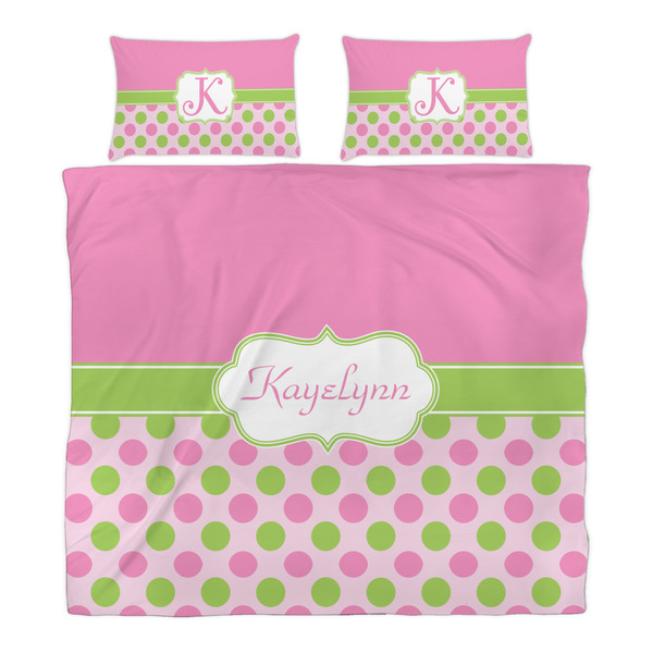Pink & Green Dots Duvet Cover Set - King - Alt Approval