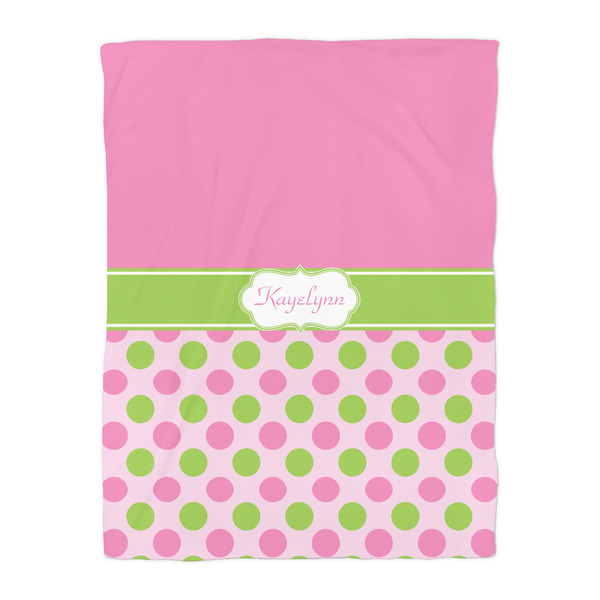 Pink & Green Dots Duvet Cover - Twin - Front