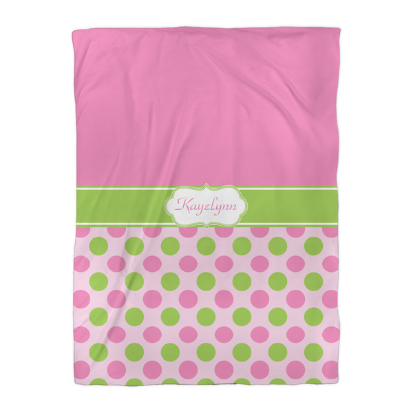 Pink & Green Dots Duvet Cover - Twin XL - Front