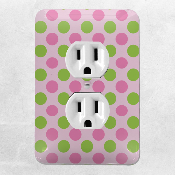 Pink & Green Dots Electric Outlet Plate - LIFESTYLE