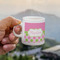 Pink & Green Dots Espresso Cup - 3oz LIFESTYLE (new hand)