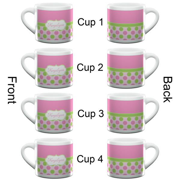 Pink & Green Dots Espresso Cup - 6oz (Double Shot Set of 4) APPROVAL