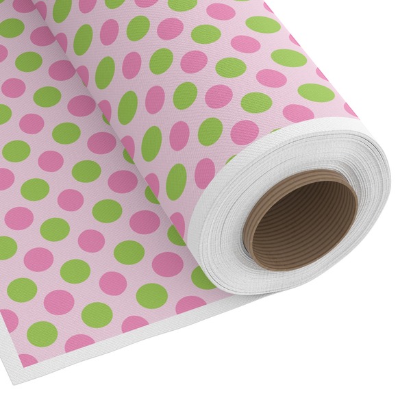 Custom Pink & Green Dots Fabric by the Yard - Copeland Faux Linen