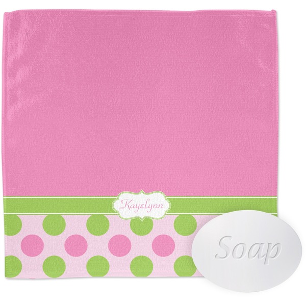 Custom Pink & Green Dots Washcloth (Personalized)