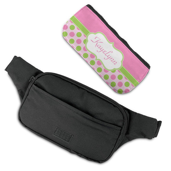 Pink & Green Dots Fanny Packs - FLAT (flap off)