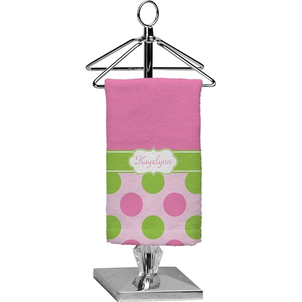 Custom Pink & Green Dots Finger Tip Towel - Full Print (Personalized)