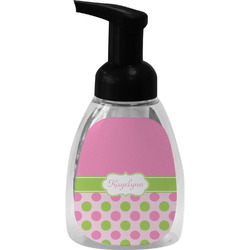 Pink & Green Dots Foam Soap Bottle - Black (Personalized)