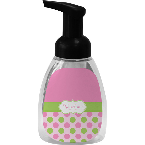 Custom Pink & Green Dots Foam Soap Bottle - Black (Personalized)