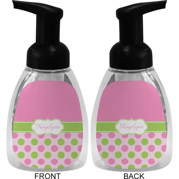 Pink & Green Dots Foam Soap Bottle (Front & Back)