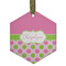 Pink & Green Dots Frosted Glass Ornament - Hexagon